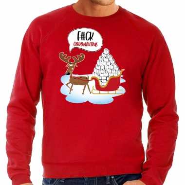 F#ck coronavirus foute rendiersweater / pak rood heren