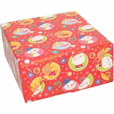 Pakket stuks rendierpapier rol rood elfje/sneeuwpop/rendier print bij