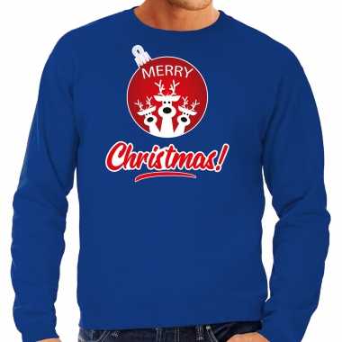 Rendier rendierbal sweater / rendier pak merry christmas blauw heren