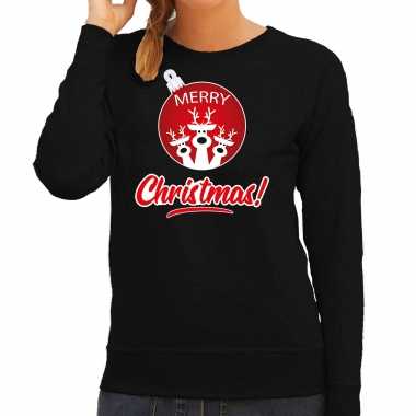Rendier rendierbal sweater / rendier pak merry christmas zwart dames