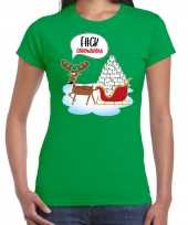 F ck coronavirus fout rendiershirt pak groen dames