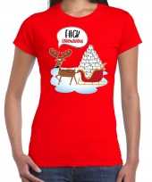 F ck coronavirus fout rendiershirt pak rood dames