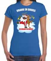 Fout rendiershirt pak drank drugs blauw dames