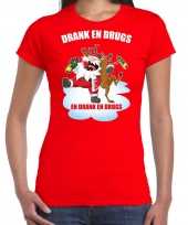 Fout rendiershirt pak drank drugs rood dames