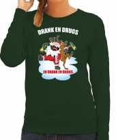 Foute rendiersweater pak drank drugs groen dames