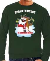 Foute rendiersweater pak drank drugs groen heren
